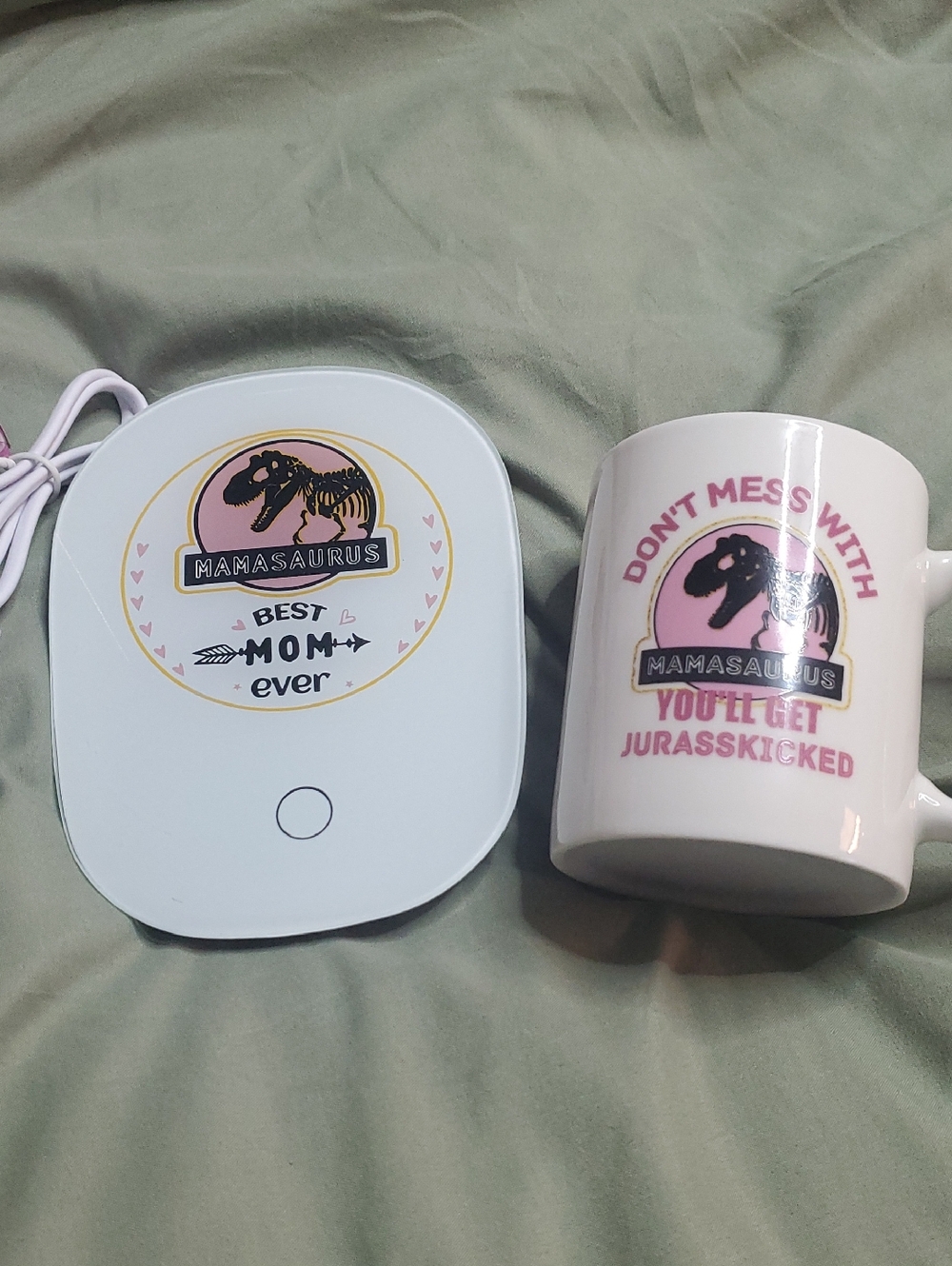 Pink Ceramic Mug & Warmer Set - 'Best Mom Ever'